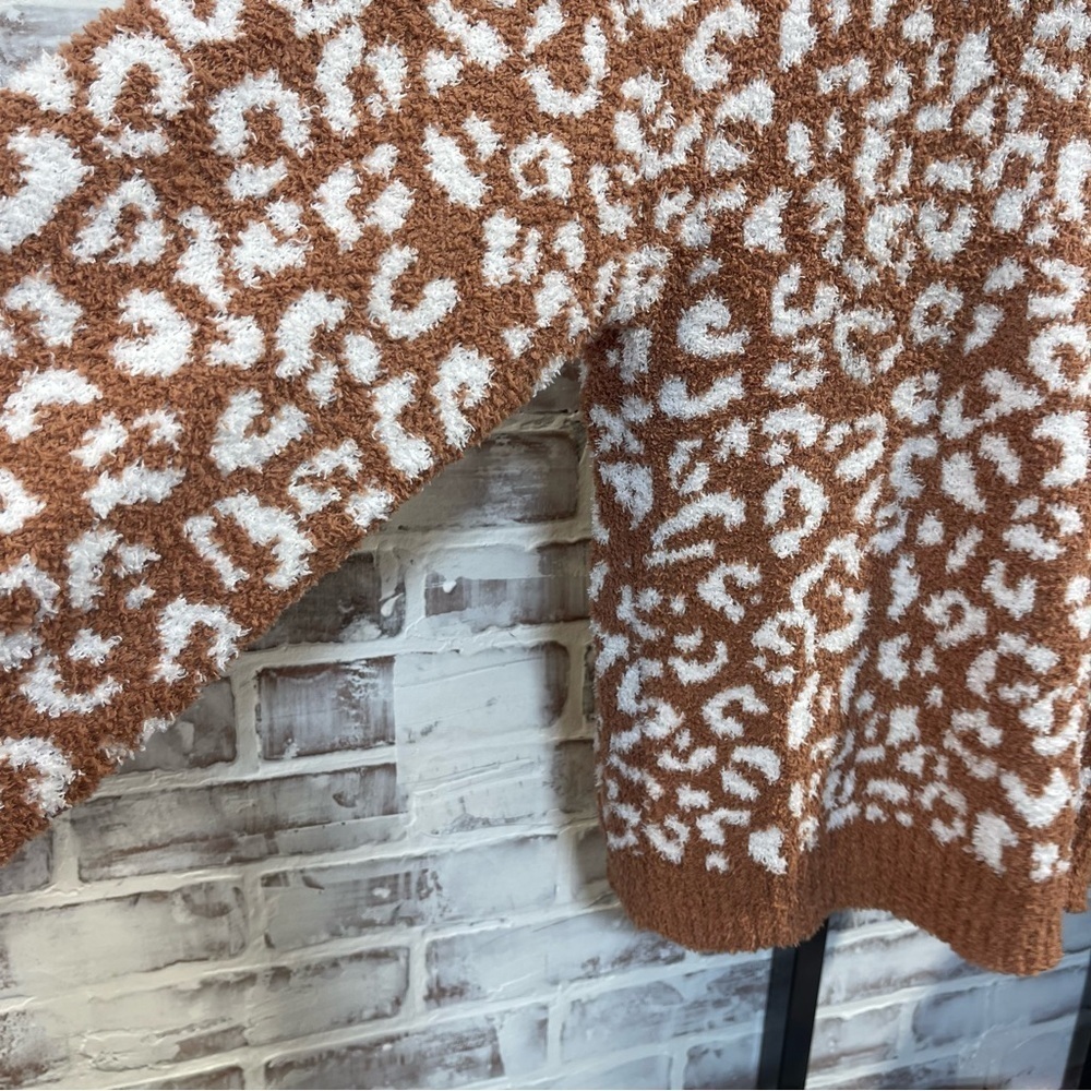 Cozy Brown and White Cowl Neck Sweater small - Picture 5 of 8